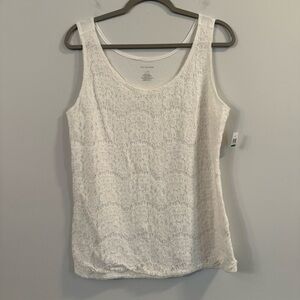 Women’s new Van Heusen white Embellished Sleeveless Tank Top size large L